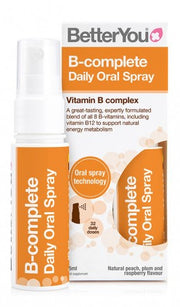 BetterYou B - complete kasdienis burnos purškalas, natūralus persikas, slyva ir avietė - 25 ml.