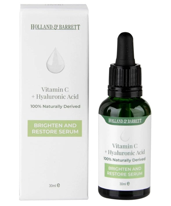 Holland & Barrett vitamino C ir hialurono rūgšties serumas – 30 ml.