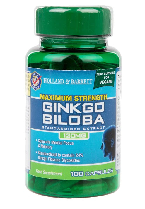 Holland & Barrett maksimalios stiprybės ginkmedis, 120 mg – 100 kapsulių