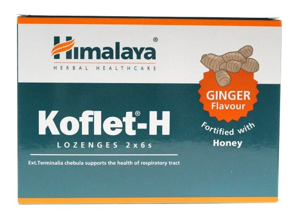 Himalaya Koflet - H, imbierinis pastilių rinkinys – 12 pastilių