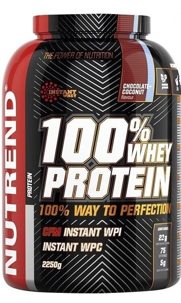 Nutrend 100% išrūgų baltymų milteliai, šokolado ir kokoso skonio – 2250 g