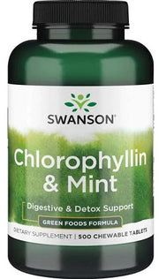 Swanson chlorofilino ir mėtų skonio kramtomosios tabletės, 500 vnt.