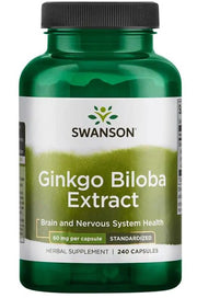Swanson ginkmedžio ekstraktas, 60 mg – 240 kapsulių