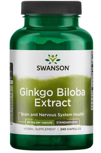 Swanson ginkmedžio ekstraktas, 60 mg – 240 kapsulių