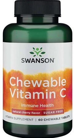 Swanson kramtomosios vitamino C tabletės, natūralus vyšnių skonis – 60 kramtomųjų tablečių