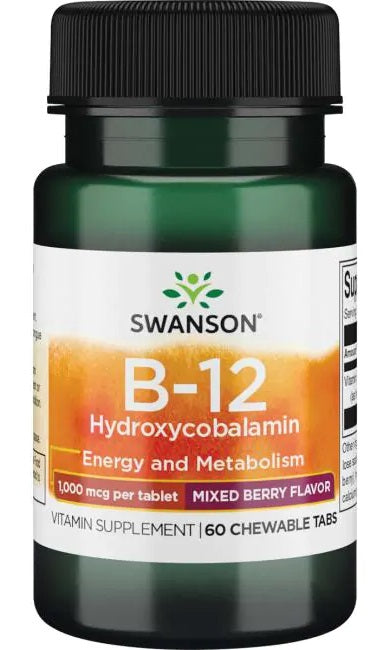 Swanson B - 12 hidroksikobalaminas, 1000 mcg – 60 kramtomųjų tablečių