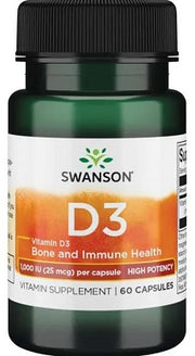 Swanson vitaminas D - 3, 1000 TV – 60 kapsulių