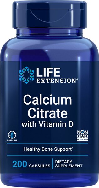 Life Extension Calcium Citrate Vitamin D 200 – 200 kapsulių