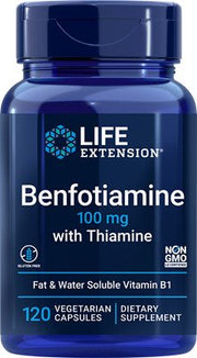 Life Extension Benfotiaminas su tiaminu, 100 mg – 120 kapsulių, skirtas