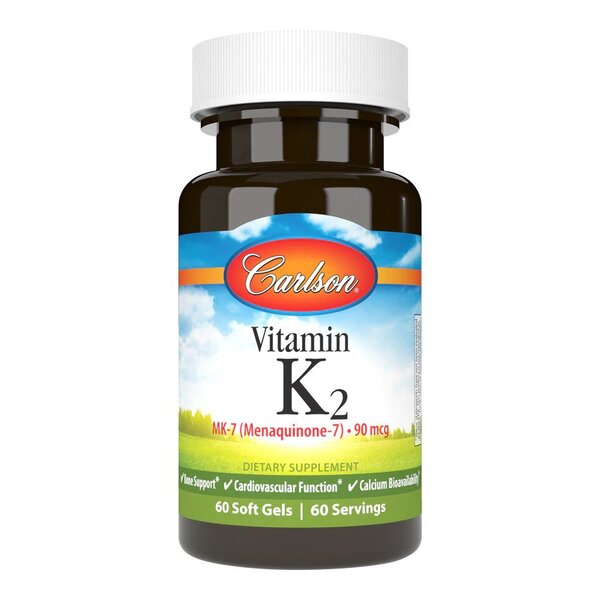Carlson Labs vitaminas K2 MK - 7, 90mcg - 60 kapsulių