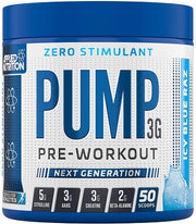Applied Nutrition Pump 3G prieš treniruotę (be stimuliatoriaus), Icy Blue Raz - 375 g
