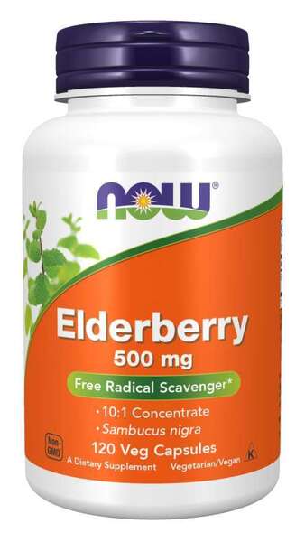 Produkto nuotrauka: NOW Foods Elderberry, 500mg - 120 kapsulių