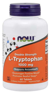 NOW Foods L - triptofanas, 1000 mg dvigubo stiprumo – 60 tablečių
