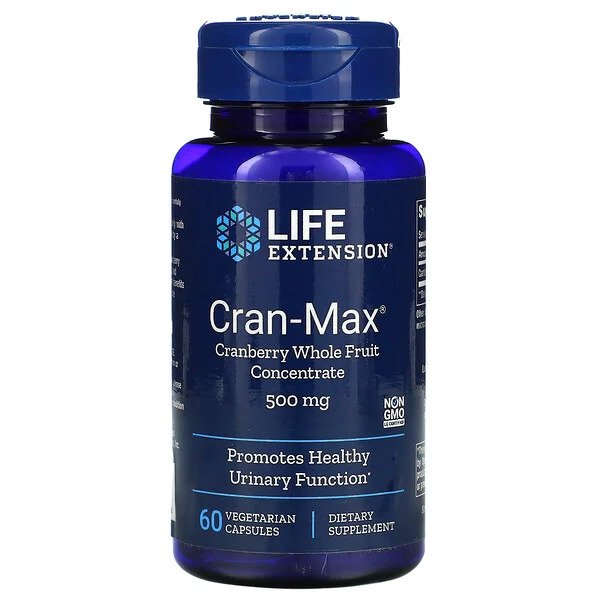 Life Extension Cran - Max spanguolių vaisių koncentratas, 500 mg – 60 kapsulių