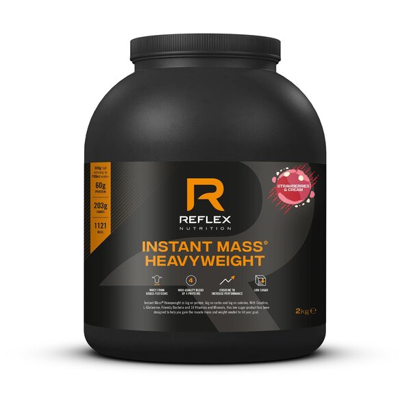 Reflex Nutrition Instant Mass Heavyweight, braškių ir grietinėlės skonio – 2000 g