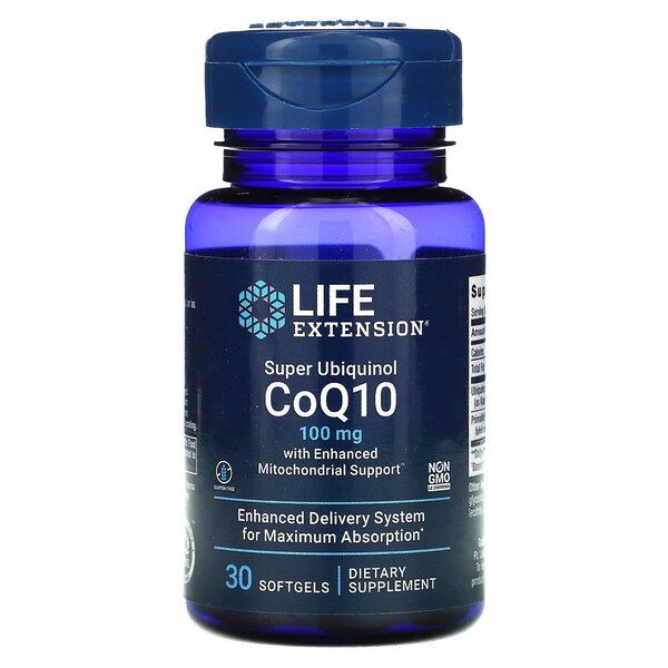 Life Extension Super Ubichinol CoQ10 su sustiprinta mitochondrijų parama, 100 mg - 30 kapsulių