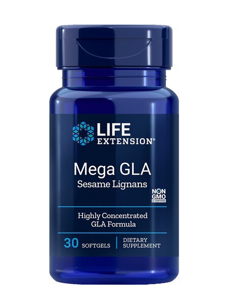 Life Extension Mega GLA su sezamų lignanais – 30 kapsulių