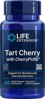 Life Extension Tart Cherry su vyšnių skonio kapsulėmis CherryPure – 60 kapsulių