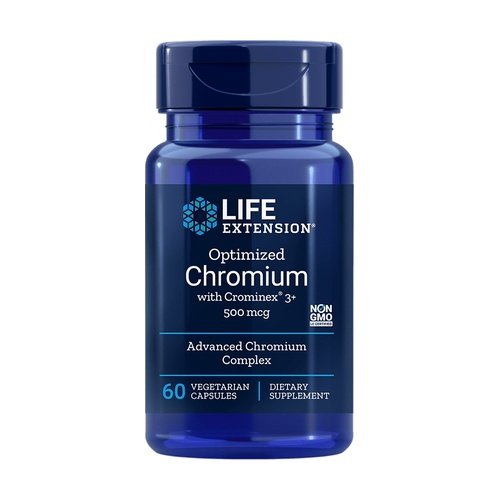 Life Extension optimizuotas chromas su Crominex 3+, 500 mcg – 60 kapsulių