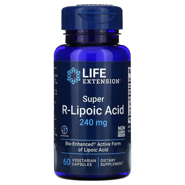 Life Extension Super R - lipoinė rūgštis, 240 mg – 60 kapsulių