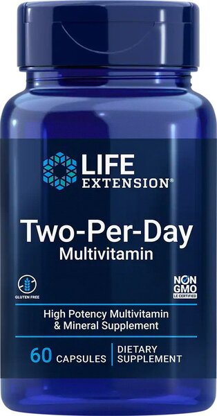 Life Extension du per dieną, multivitaminai - 60 kapsulių