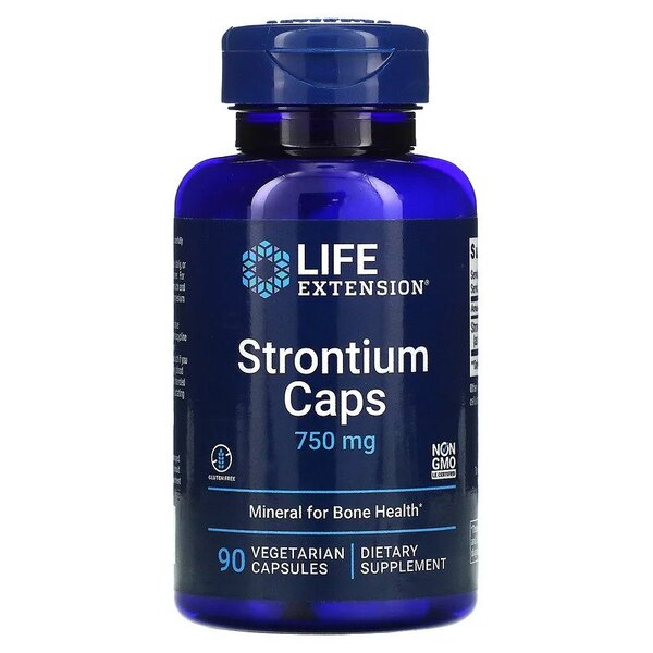 Life Extension stroncio kapsulės, 750 mg - 90 kapsulių
