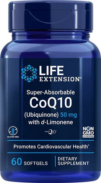 Life Extension itin gerai įsisavinamas kofermentas Q10 (ubichinonas) su d - limonenu, 100 mg – 60 kapsulių