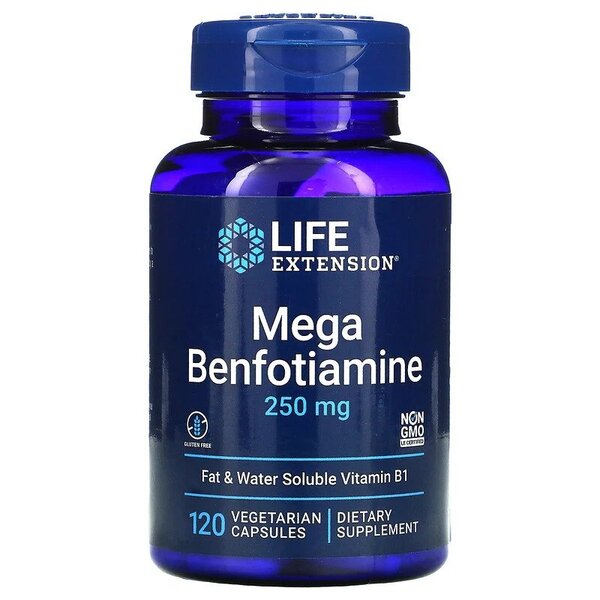 Life Extension mega benfotiaminas, 250 mg - 120 kapsulių