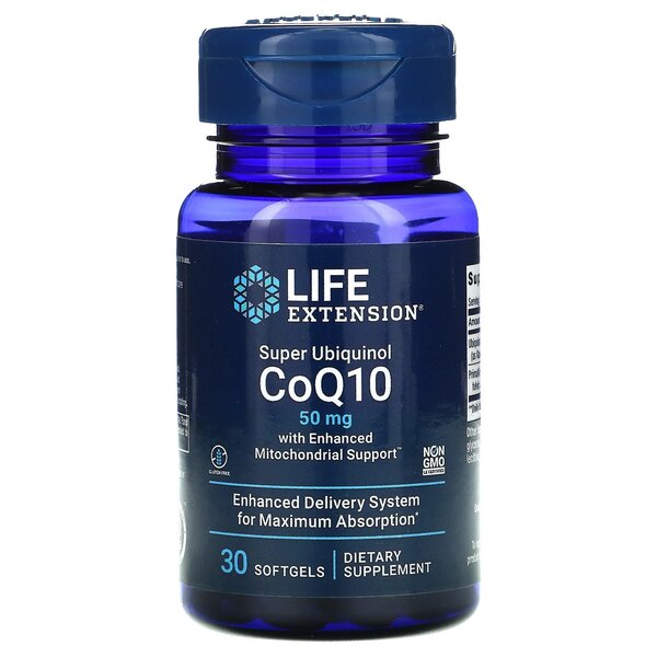 Life Extension Super Ubichinol CoQ10 su sustiprinta mitochondrijų parama, 50 mg - 30 kapsulių