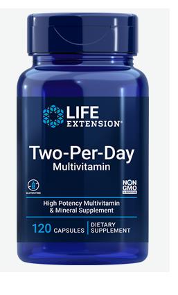 Life Extension du per dieną, multivitaminai - 120 kapsulių