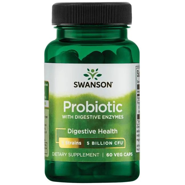 Swanson probiotikas su virškinimo fermentais – 60 kapsulių