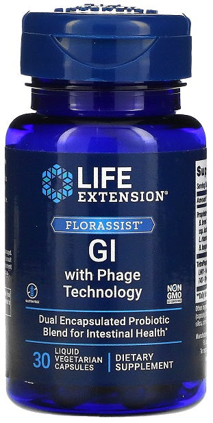 Life Extension Florassist GI su fagų technologija – 30 skystų kapsulių