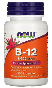 NOW Foods vitaminas B - 12, 1000 mcg – 100 pastilių