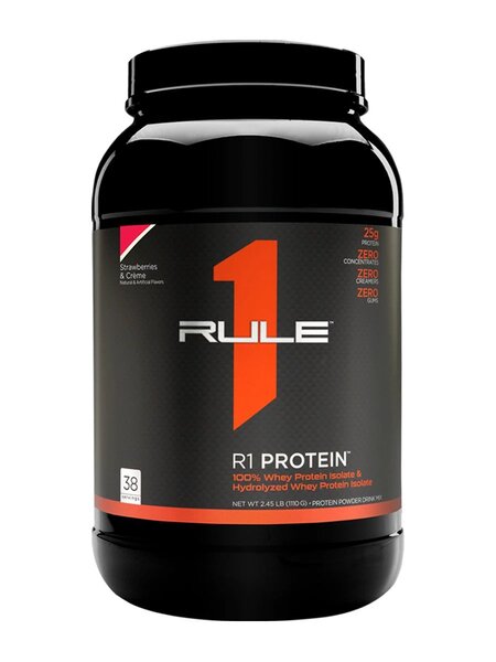 Rule One R1 baltyminis šokoladas su braškėmis ir kremu - 1110 g