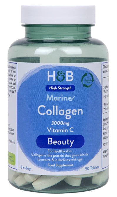 Holland & Barrett jūrinis kolagenas su vitaminu C, 3000 mg – 90 tablečių