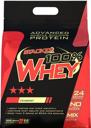 Stacker2 Europe 100 % išrūgų baltymų milteliai, braškių skonio – 2000 g