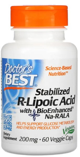 Doctor's Best stabilizuota R - lipoinė rūgštis su Na - RALA, 200 mg - 60 kapsulių