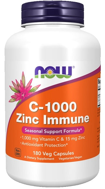 NOW Foods C - 1000 cinko imunitetui – 180 kapsulių