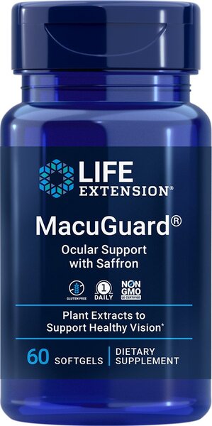 Life Extension MacuGuard akių palaikymas su šafranu – 60 kapsulių
