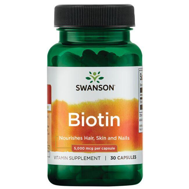 Swanson biotinas, 5000 mcg – 30 kapsulių