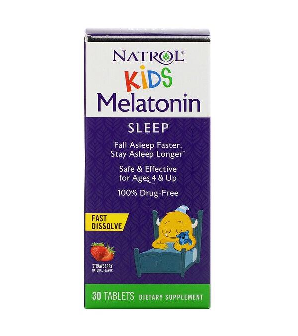 Natrol Kids melatoninas, braškių skonio – 30 tablečių