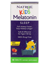 Natrol Kids melatoninas, braškių skonio – 40 tablečių