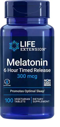 Life Extension melatoninas su 6 valandų atpalaidavimu, 300 mcg - 100 vegetariškų tablečių