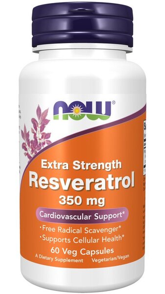 NOW Foods resveratrolis, ypač stiprus, 350 mg – 60 kapsulių