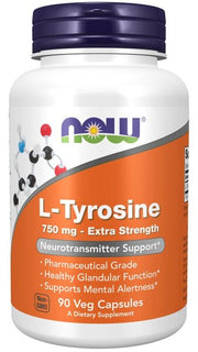NOW Foods L - tirozinas, ypač stiprus 750 mg – 90 kapsulių
