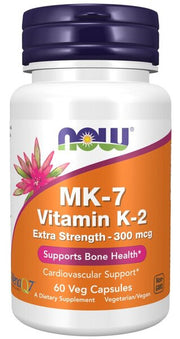 NOW Foods MK - 7 vitaminas K - 2, 300 mcg ypač stiprus - 60 kapsulių