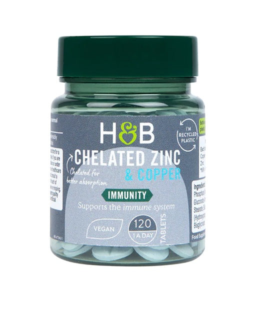 Holland & Barrett chelatinis cinko ir vario mišinys, 15 mg – 120 tablečių