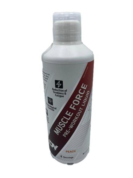 Dorian Yates Muscle Force skystas prieš treniruotę, persikų skonio – 500 ml.
