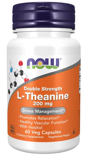 Produkto nuotrauka: NOW Foods Double Strength L-Theanine, 200mg - 60 kapsulių
