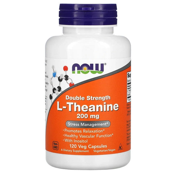 Produkto nuotrauka: NOW Foods Double Strength L-Theanine, 200mg - 120 kapsulių